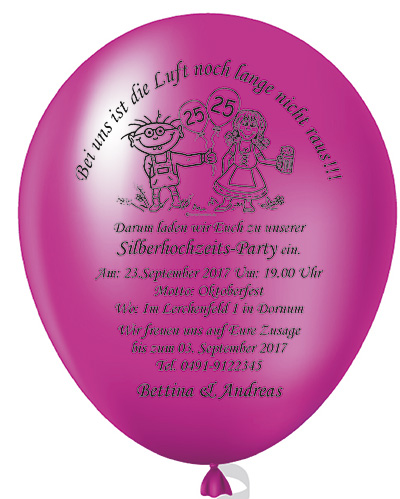 Einladung zur Silberhochzeit mit Einladungsballons
